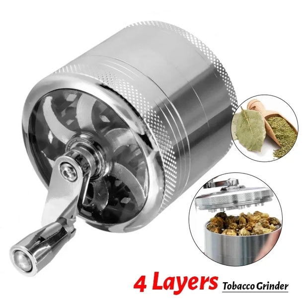 Manual Tobacco Grinder Zinc Alloy Spice Herb Crusher Hand Crank Mills Tobacco Muller Smoking Accessories