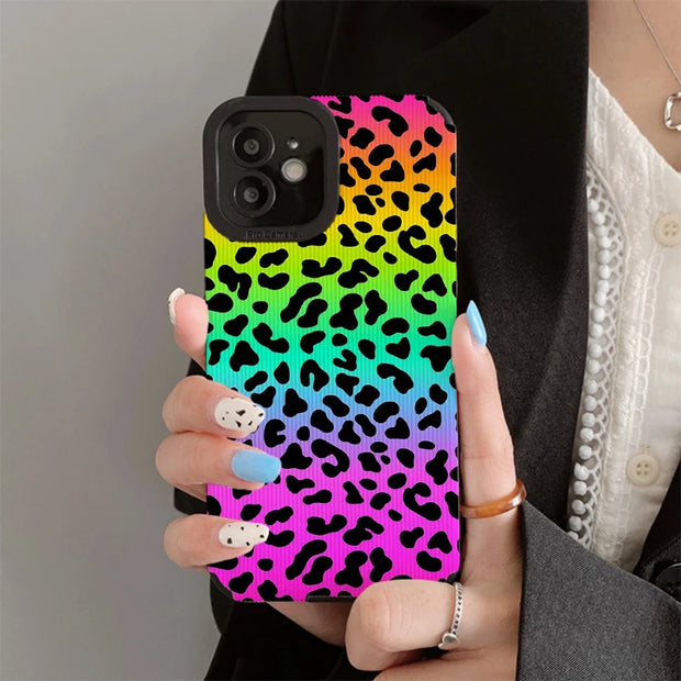 Rainbow Leopard Print Phone Cases for IPhone 11 Case 14 Pro Max 15 Pro Max IPhone Case for IPhone 13