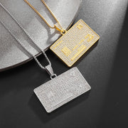 Bling Iced Outvisa Card Necklace Micro Density Zircon Pendant for Men and Women Fashion Street Rock Rap Hip Hop Trend Jewelry