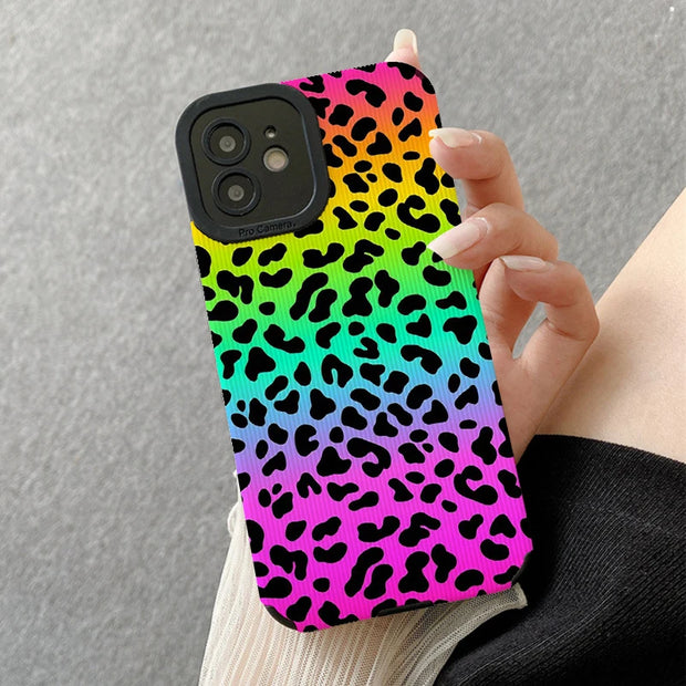 Rainbow Leopard Print Phone Cases for IPhone 11 Case 14 Pro Max 15 Pro Max IPhone Case for IPhone 13