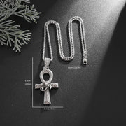 Iced Out Eye of Horus Ankh Cross Pendant Ancient Egyptian Necklace Chain Protection Jewelry for Men Women Fashion Jewelry Gifts