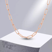 Vnox chic paperclip chain necklaces for women, rose gold color stainless steel rectangle links choker, adjustable collar