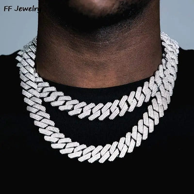 Iced Out CZ Stone Men jewelry Hip Hop Micro Pave 20mm Cuban Link Chain High Quality Heavy Chunky Necklace 3 Rows Cubic Zirconia