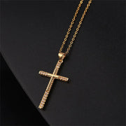 Classic Charm Jesus Cross Necklace Exquisite Retro Personality Versatile Stainless Steel Banquet Lucky Clavicle Chain