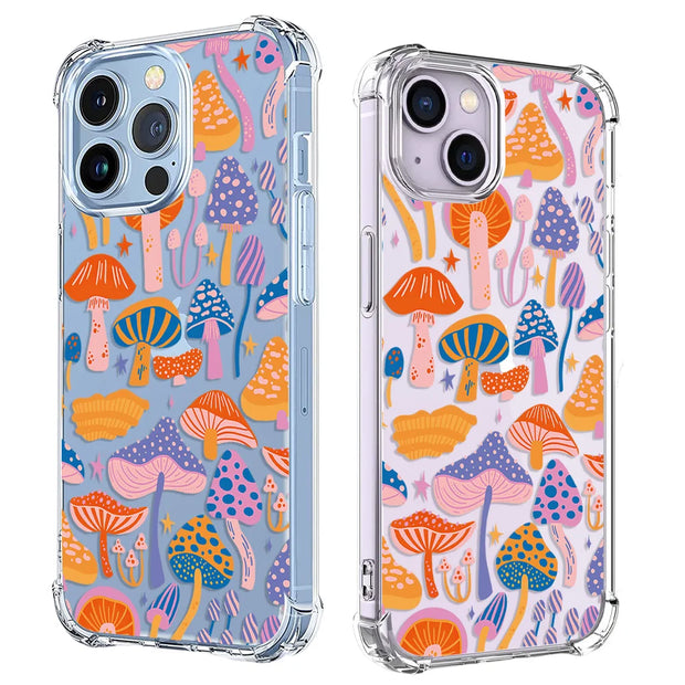 Fresh Mushrooms Painted Phone Case For iPhone 14 13 12 11 Pro X XS XR Max 7 8 Plus SE 3 2 Shockproof Soft Clear TPU Back Cover