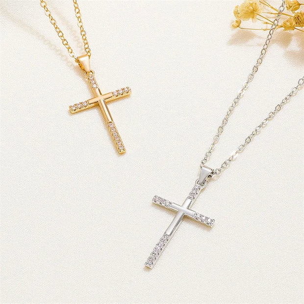 Classic Charm Jesus Cross Necklace Exquisite Retro Personality Versatile Stainless Steel Banquet Lucky Clavicle Chain